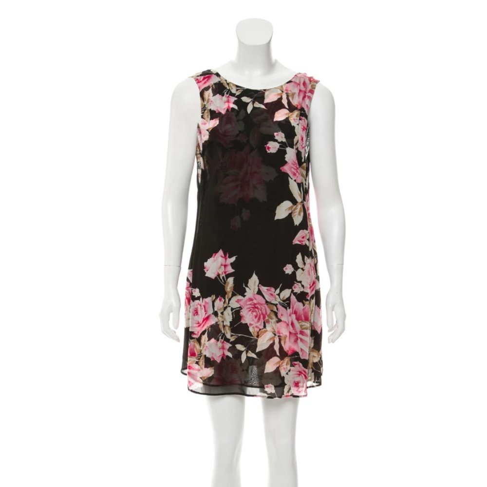 REFORMATION Black and Pink Floral Dress